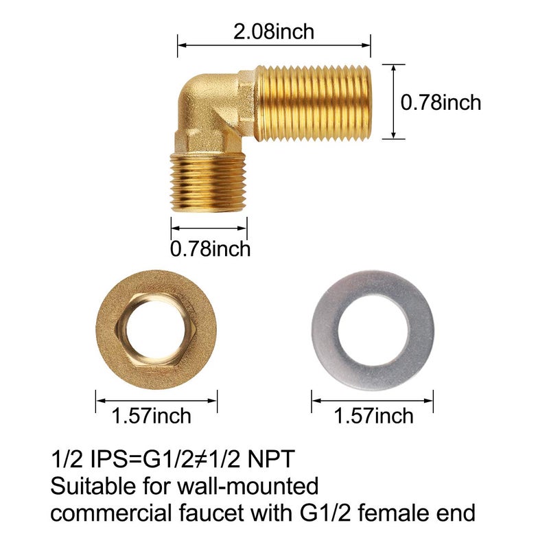 KWODE Commercial Faucet Installation Kit, Wall Mounting Installation Kit for Wall Mount Commercial Kitchen Sink Faucet Backsplash Mount Set on Stainless Compartment Prep & Utility Sink - Image 3